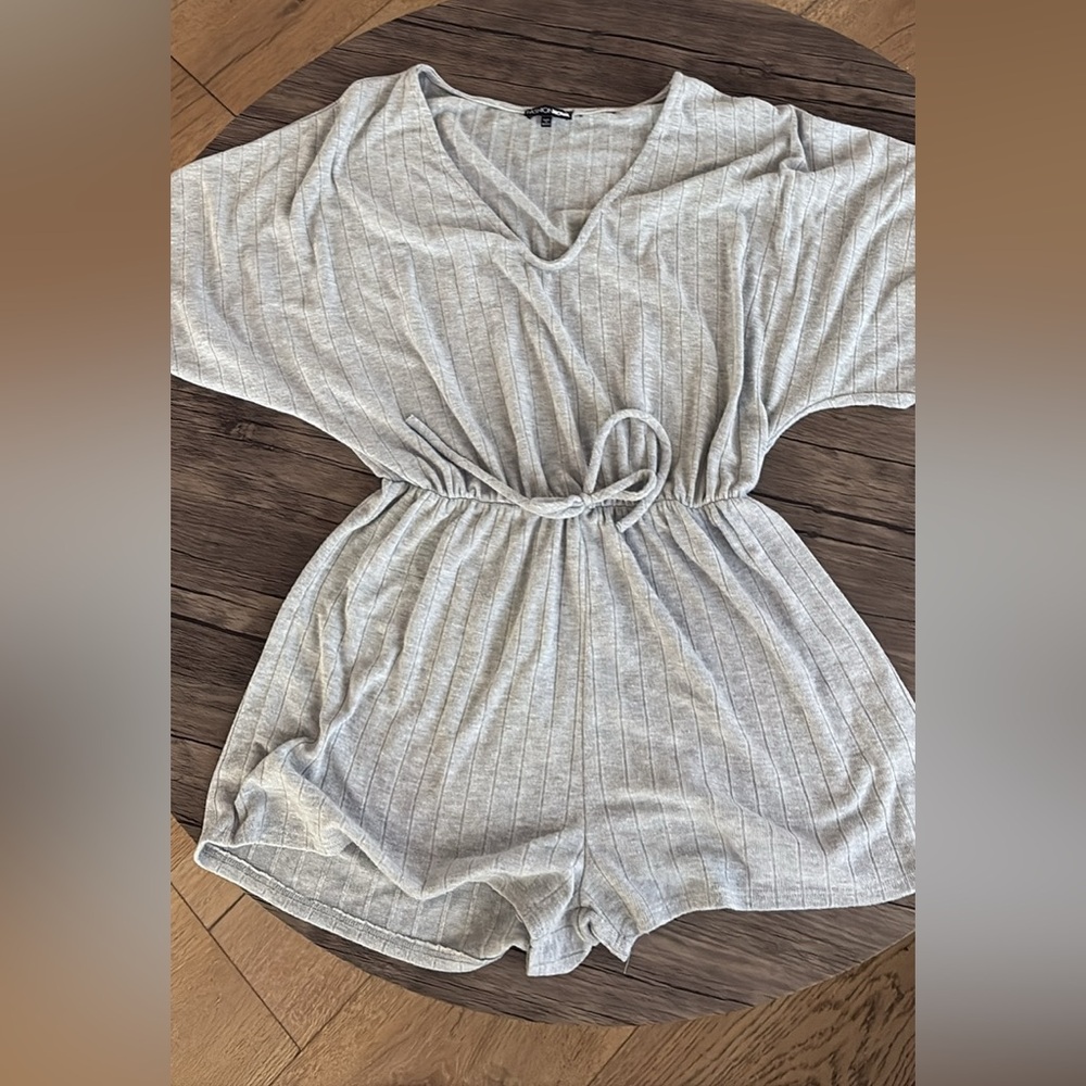 Fashion Nova Gray V-Neck Romper